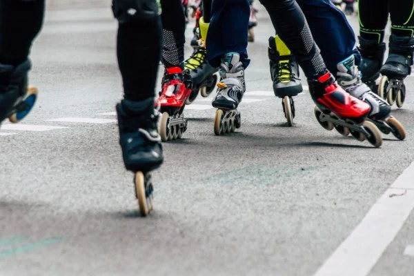 inline skating pair